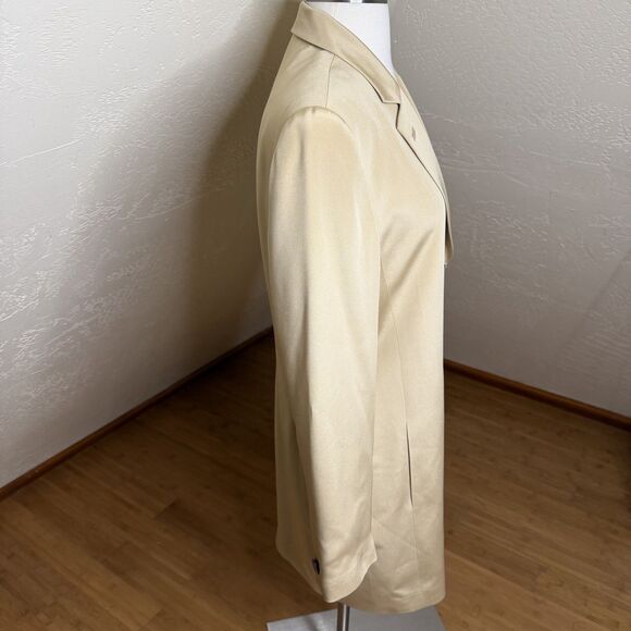 Vintage Dana Buchman Longline Blazer Womens 6 Khaki Silk Single Button Capsule - Picture 9 of 11